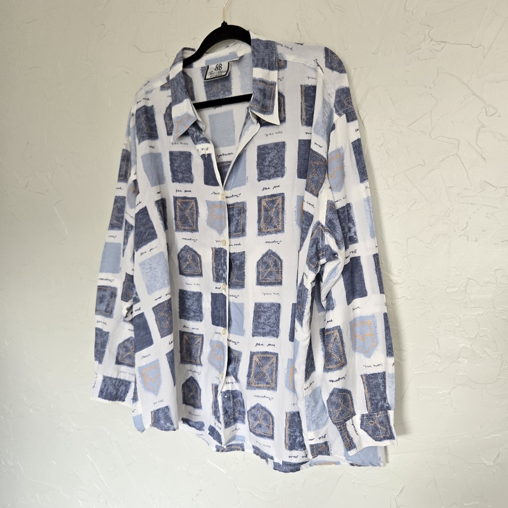 Vintage Bill Blass Patterned Button Down Top - image 3